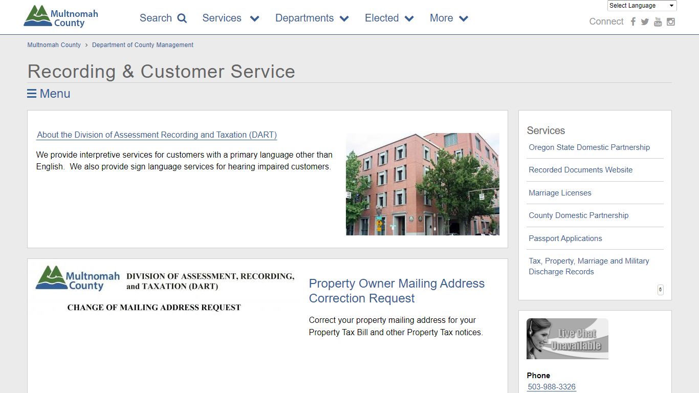 Recording & Customer Service | Multnomah County
